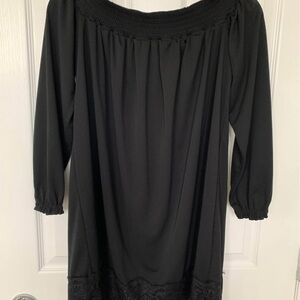 BNWOT SZ 2 black chiffon off shoulder dress